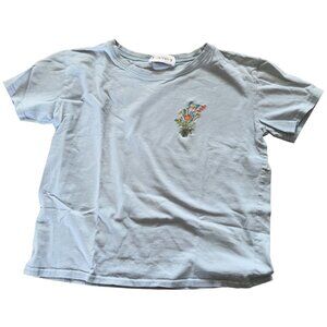Powder Blue, Flower Embroidery T-Shirt